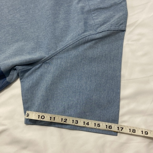 MEN’S BLUE COLOR BLOCK, SHORT SLEEVE CASUAL SHIRT.SIZE-LARGE. - Picture 9 of 12